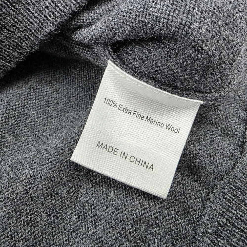 Turtleson Sweater Mens XL Gray V Neck Merino Wool Long Cove Club Golf Pullover